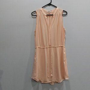 Aritzia Babaton Benedict Button Up Silk Shirt Dress Small Peachy Pink